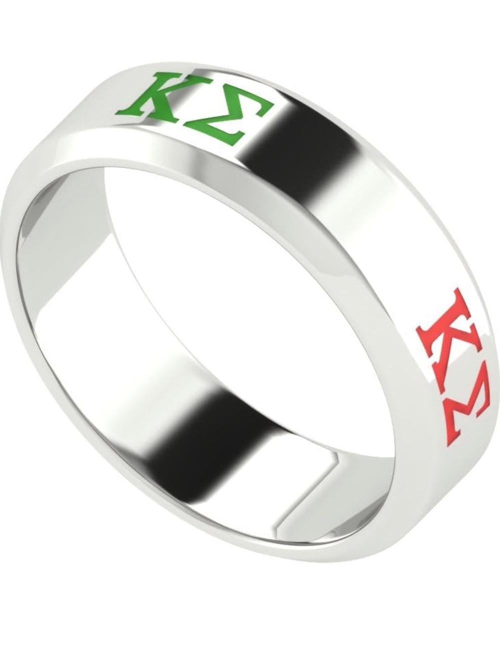 Kappa Sigma Brotherhood Ring,Red & Green Greek Letter Band(KS-R003-White)
